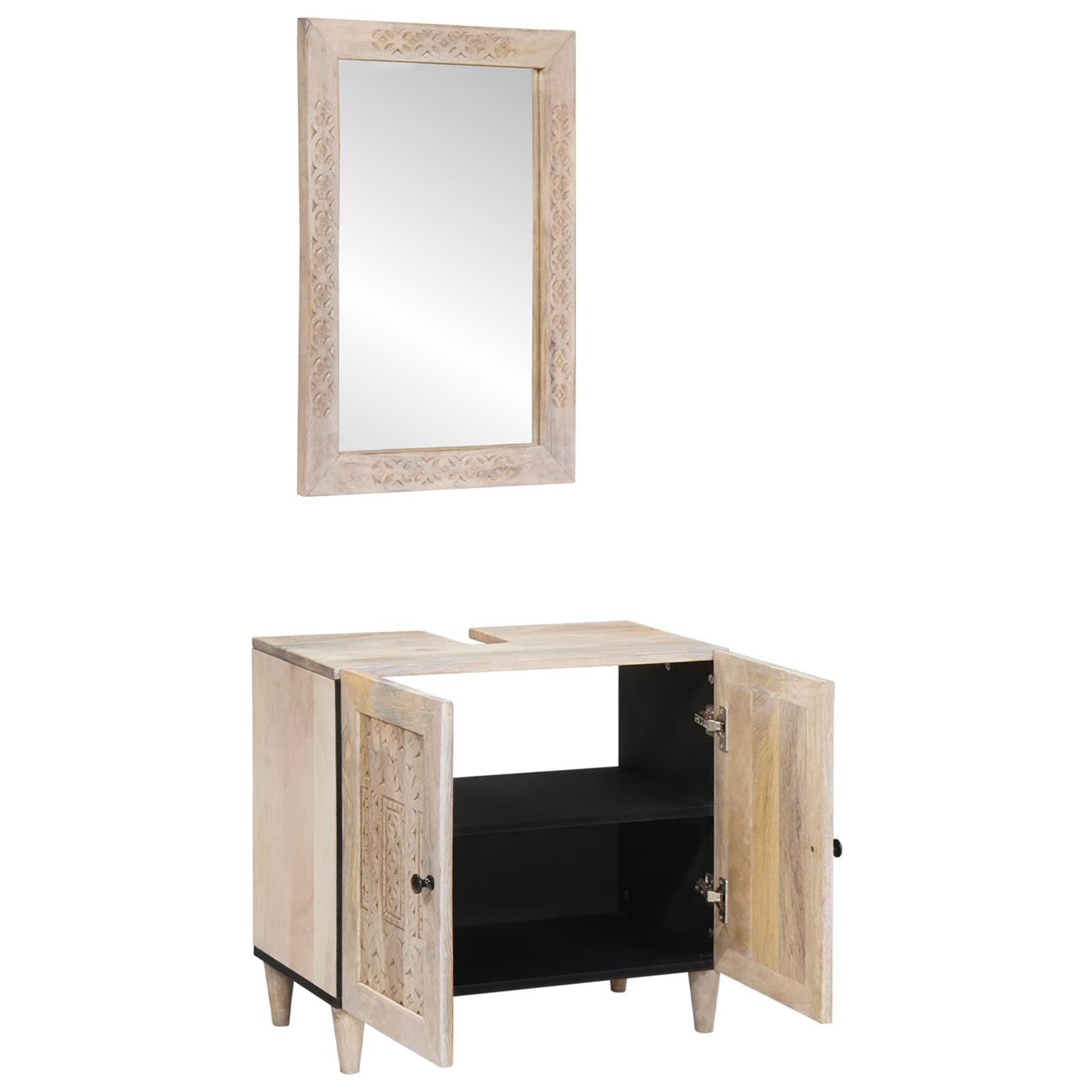 Set di mobili per il bagno 2 pcs Bianco Legno multistrato | homemem39