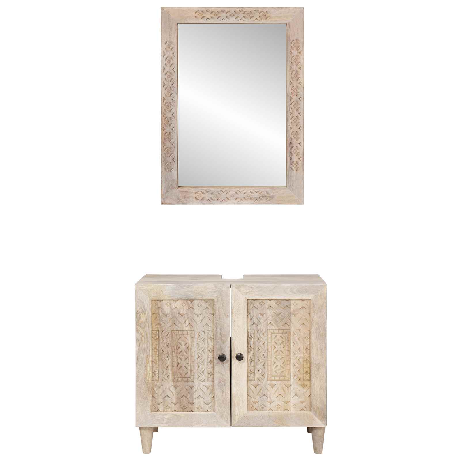 Set di mobili per il bagno 2 pcs Bianco Legno multistrato | homemem39