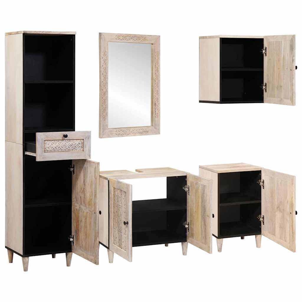 Set di mobili per il bagno 5 pcs Bianco Legno multistrato