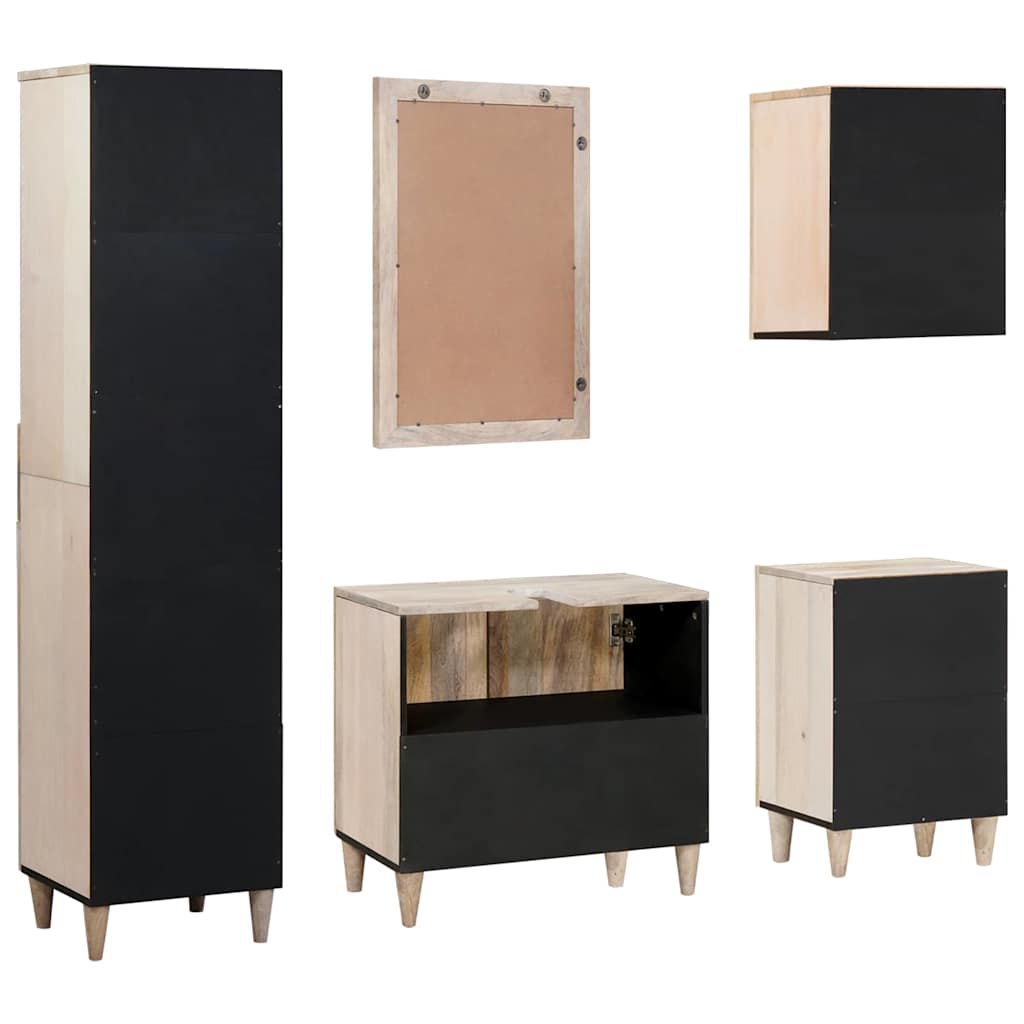 Set di mobili per il bagno 5 pcs Bianco Legno multistrato
