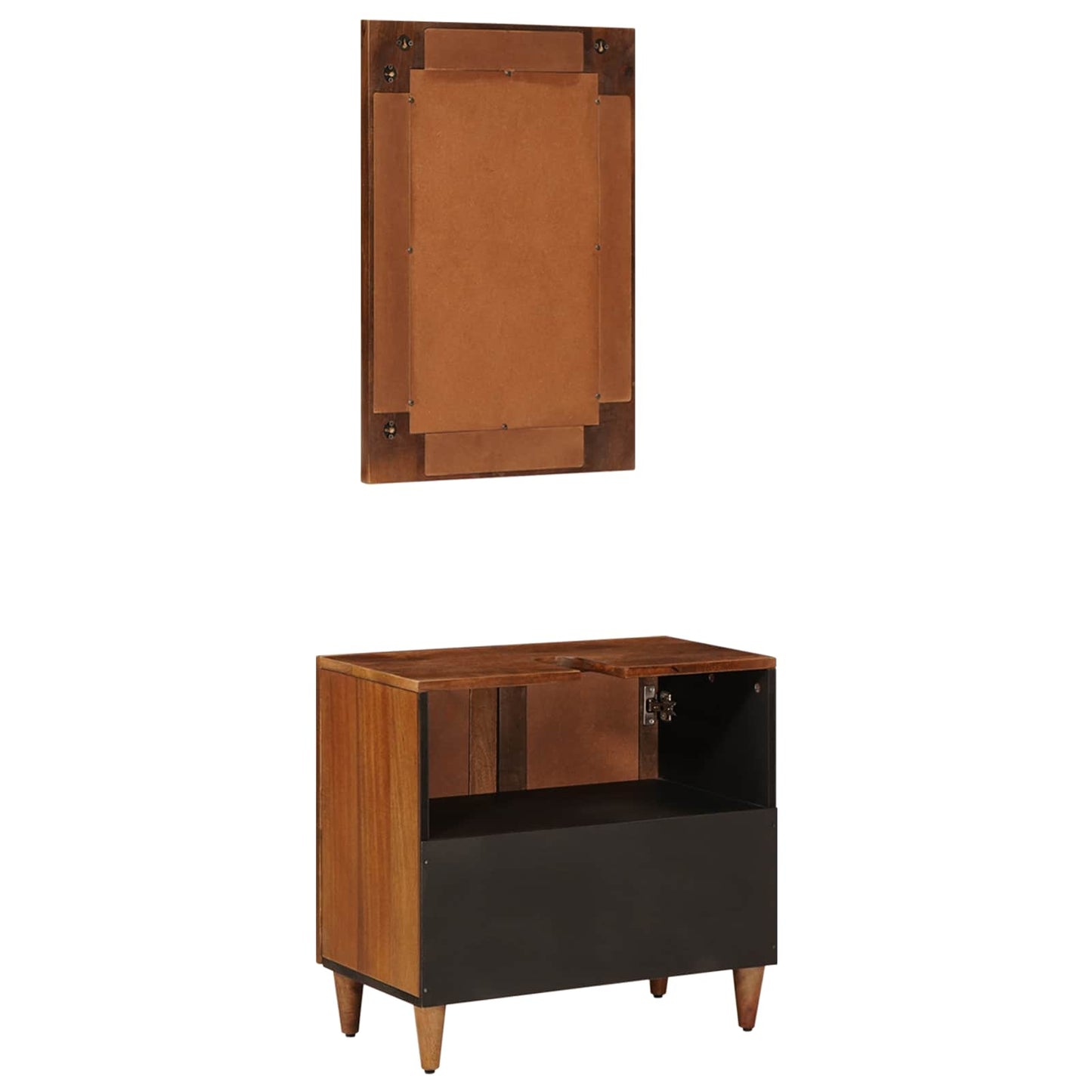 Set di mobili per il bagno 2 pcs Noce Legno di mango massello