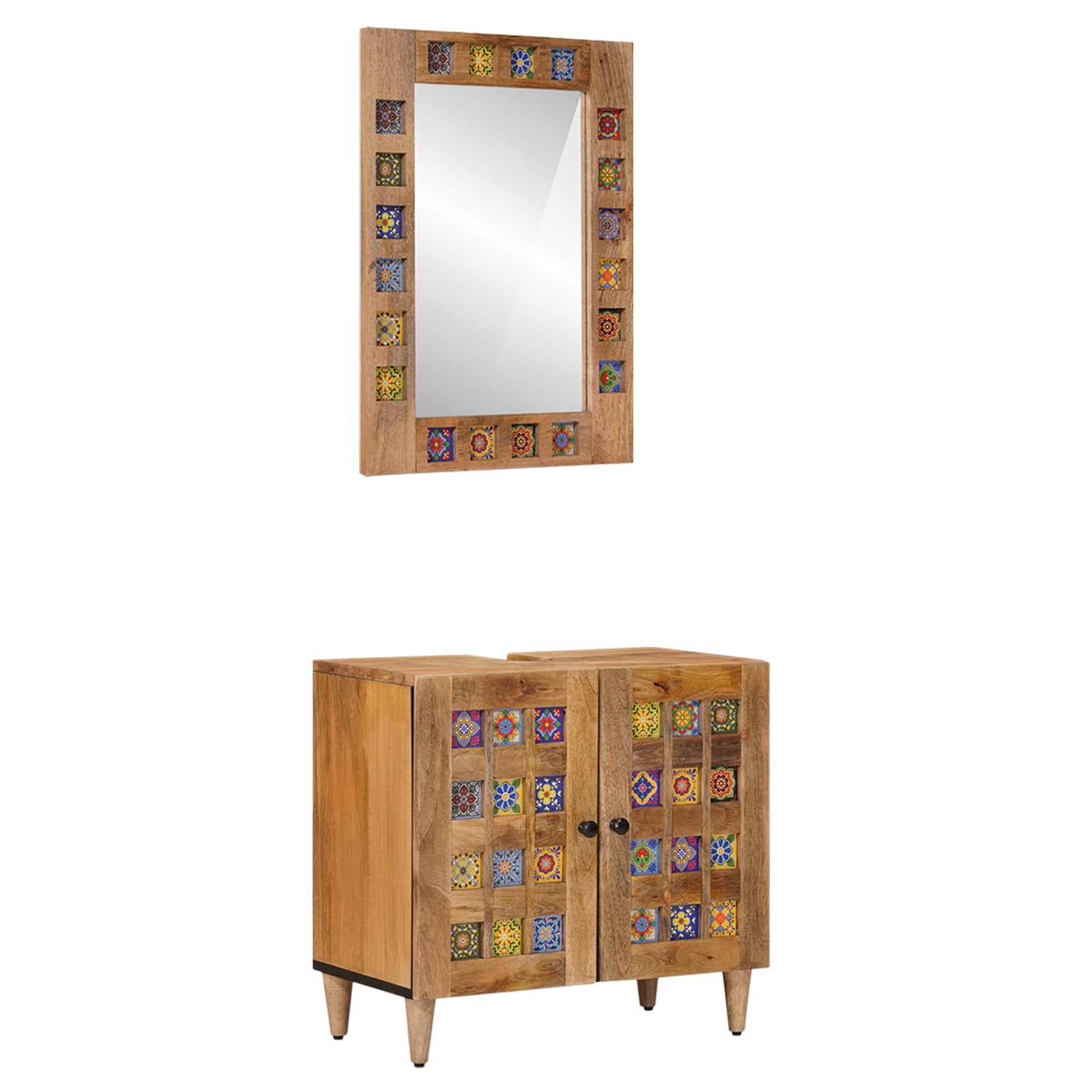 Set di mobili per il bagno Montaggio a parete 2 pcs Naturale | homemem39