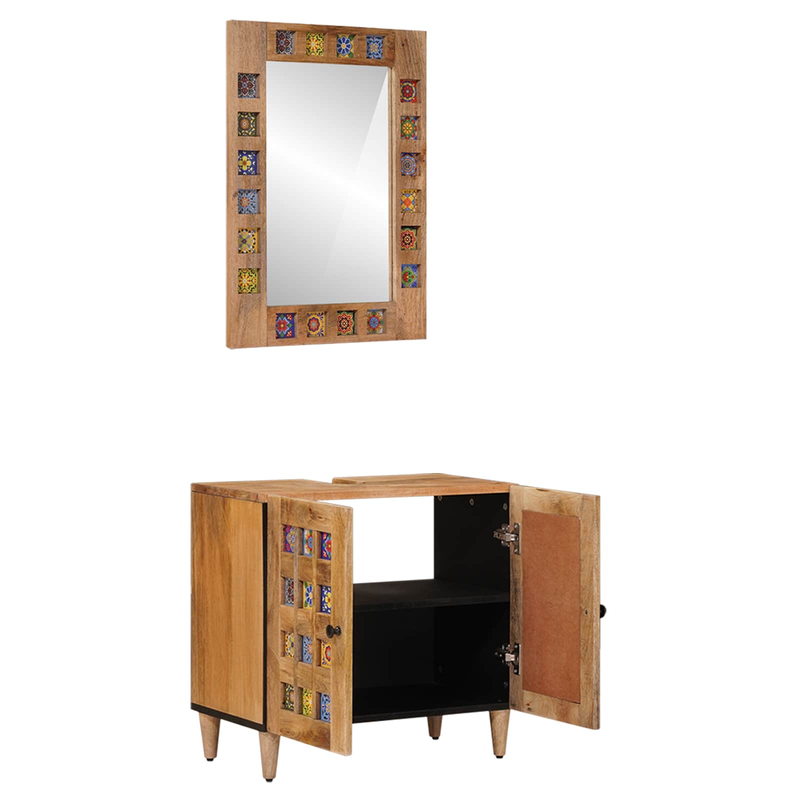 Set di mobili per il bagno Montaggio a parete 2 pcs Naturale | homemem39