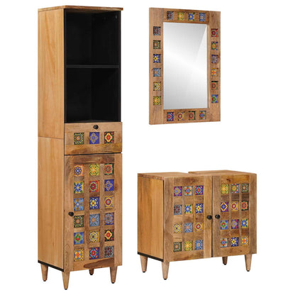 Set di mobili per il bagno con cassetto 3 pcs Naturale | homemem39