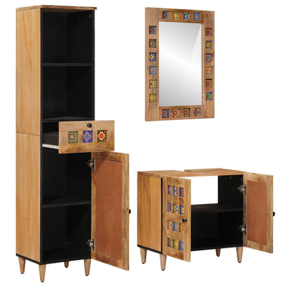 Set di mobili per il bagno con cassetto 3 pcs Naturale | homemem39