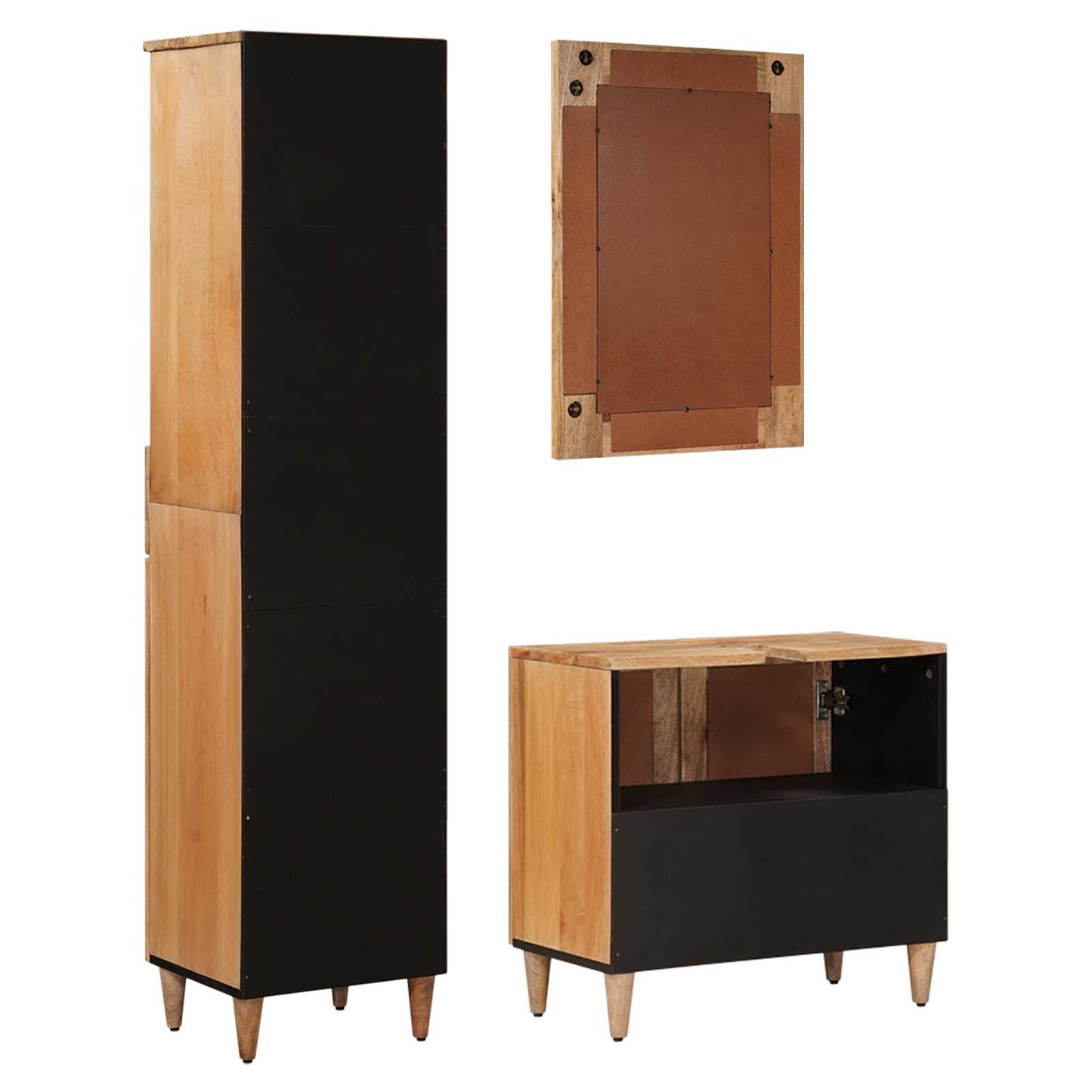 Set di mobili per il bagno con cassetto 3 pcs Naturale | homemem39