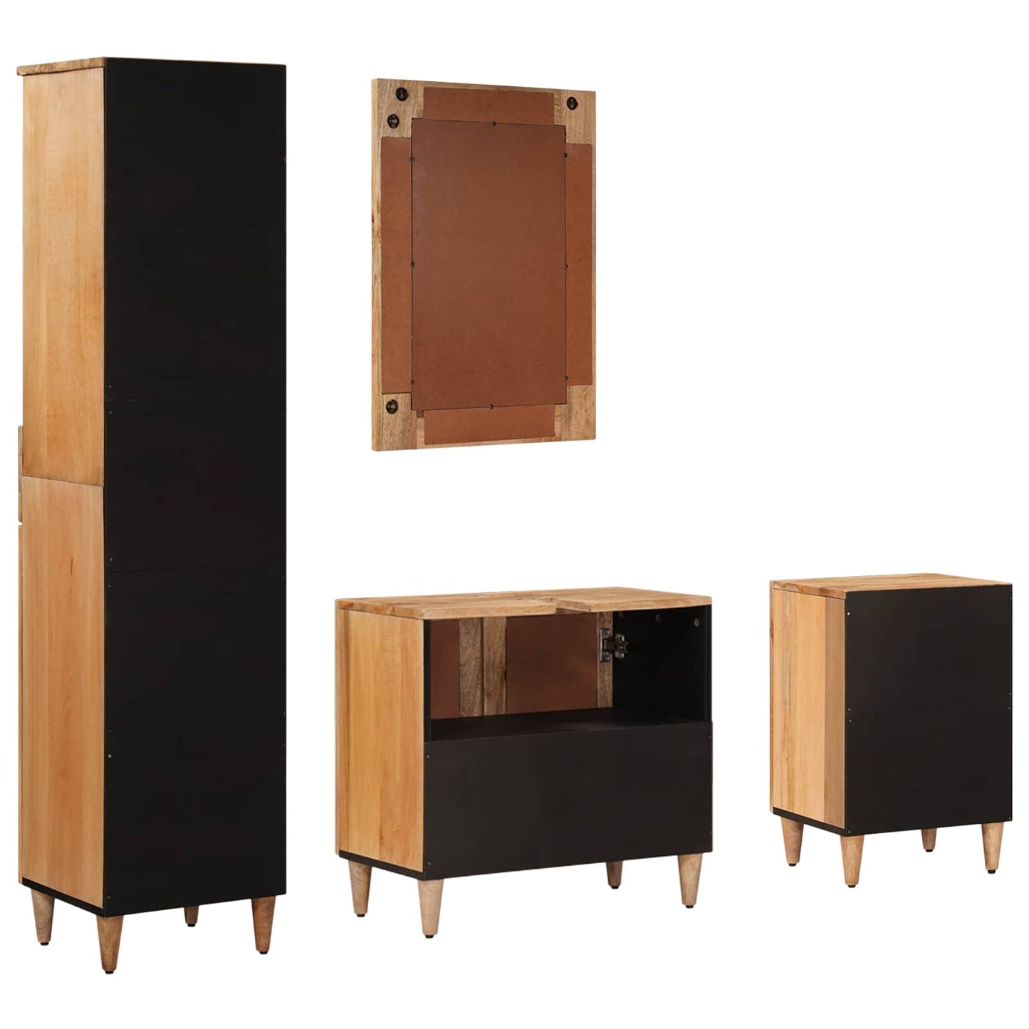 Set di mobili per il bagno con cassetto 4 pcs Naturale | homemem39