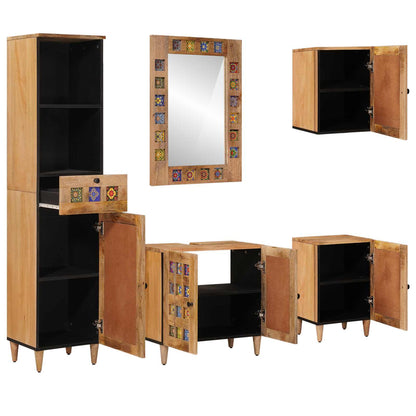 Set di mobili per il bagno con cassetto 5 pcs Naturale | homemem39