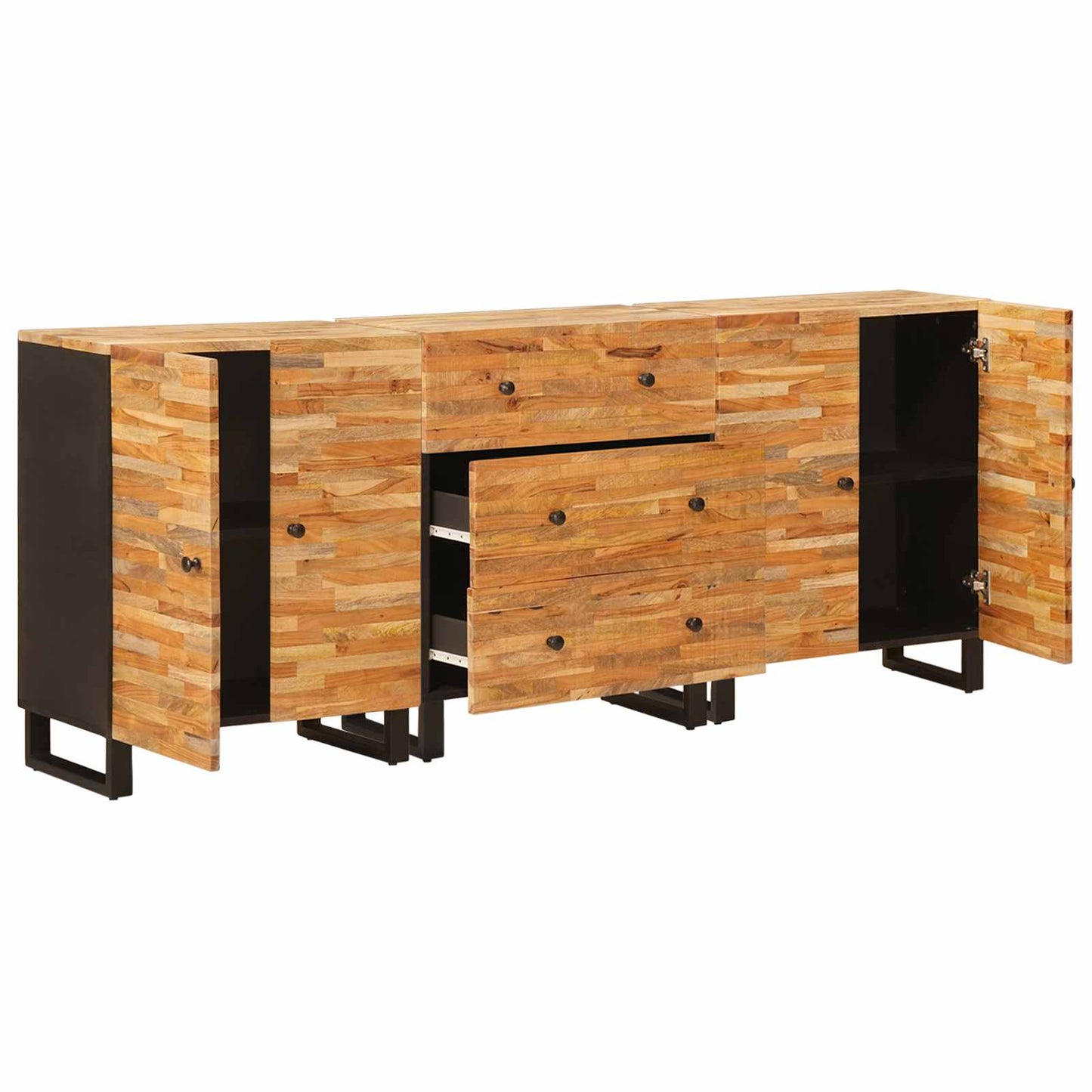 Credenza 3 pcs Marrone 60 x 33 x 75 cm Legno di mango massello