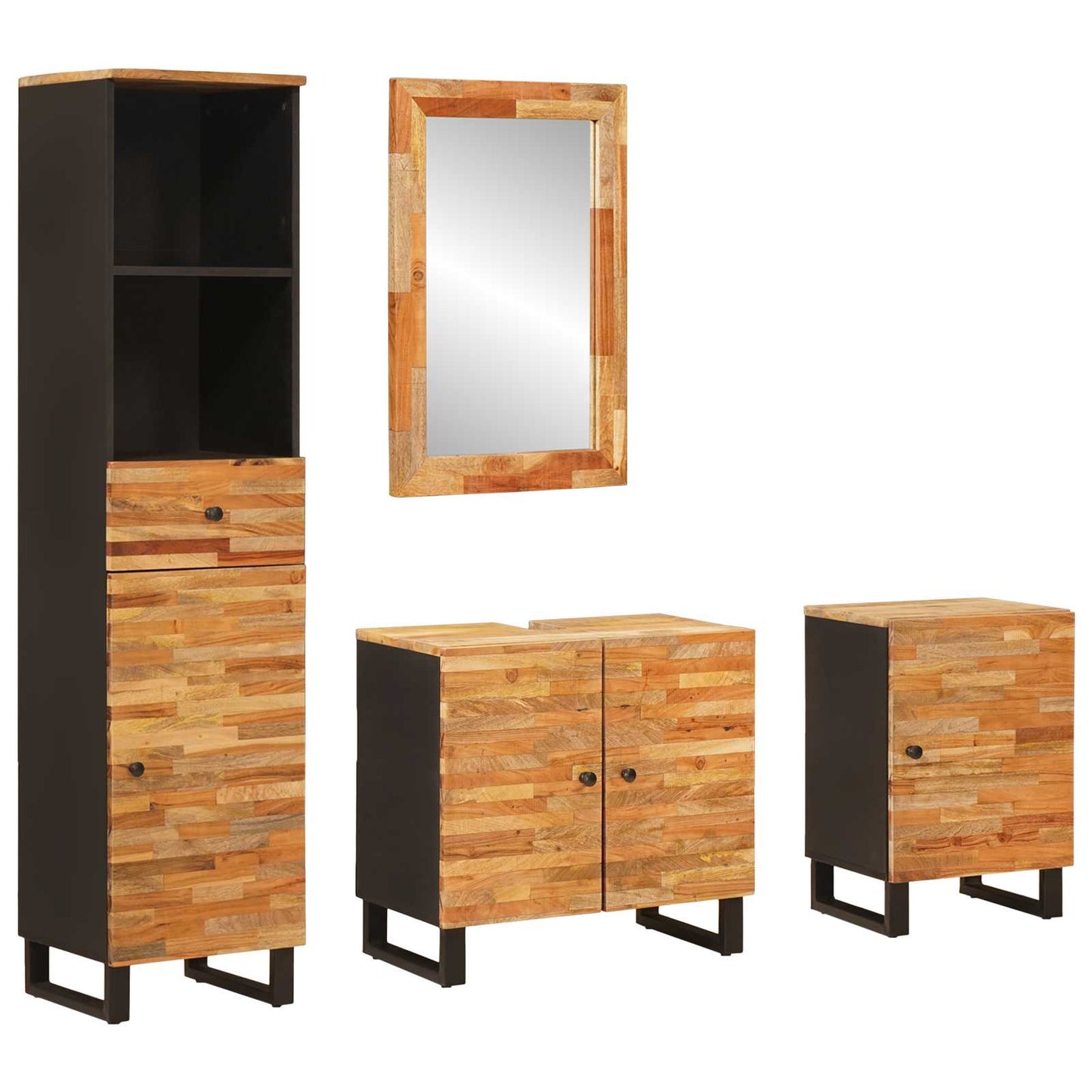 Set da Bagno con cassetto Naturale Legno di mango massello