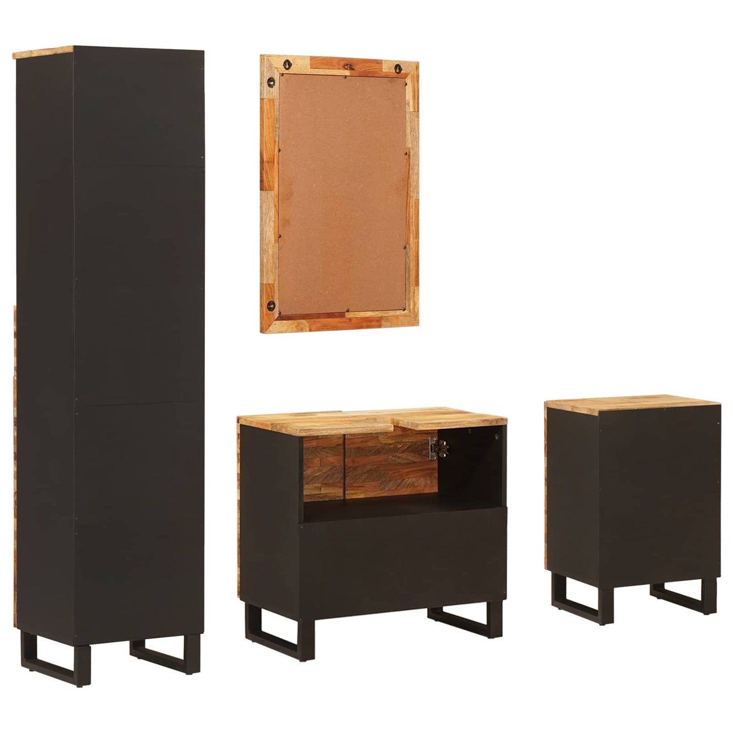 Set da Bagno con cassetto Naturale Legno di mango massello