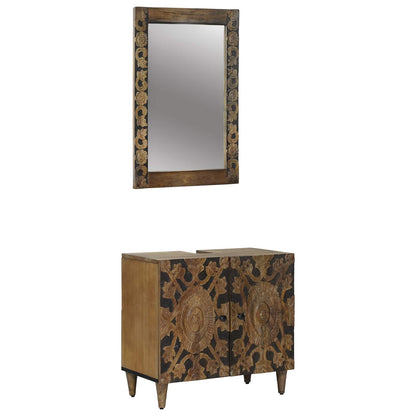 Set di mobili per il bagno Montaggio a parete 2 pcs Marrone | homemem39