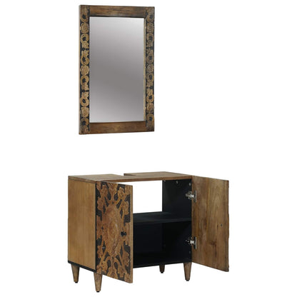 Set di mobili per il bagno Montaggio a parete 2 pcs Marrone | homemem39