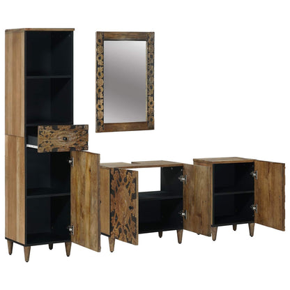 Set di mobili per il bagno con cassetto con porta 4 pcs Marrone | homemem39