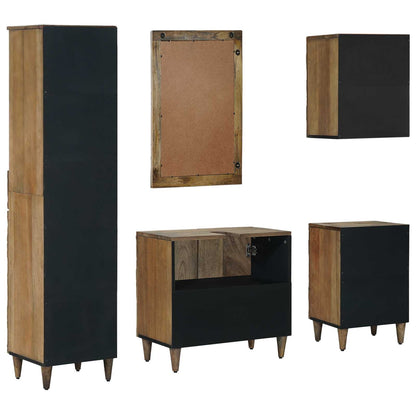 Set di mobili per il bagno con cassetto con porta 5 pcs Marrone | homemem39