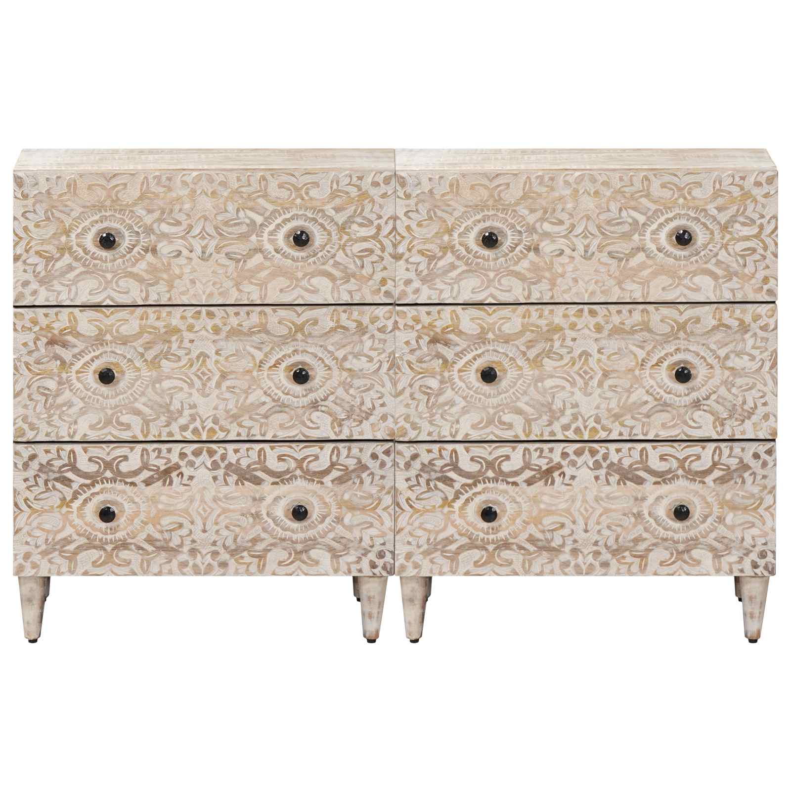 Credenza 2 pcs Bianco 60 x 33,5 x 75 cm Legno di mango massello | homemem39