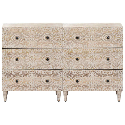Credenza 2 pcs Bianco 60 x 33,5 x 75 cm Legno di mango massello | homemem39