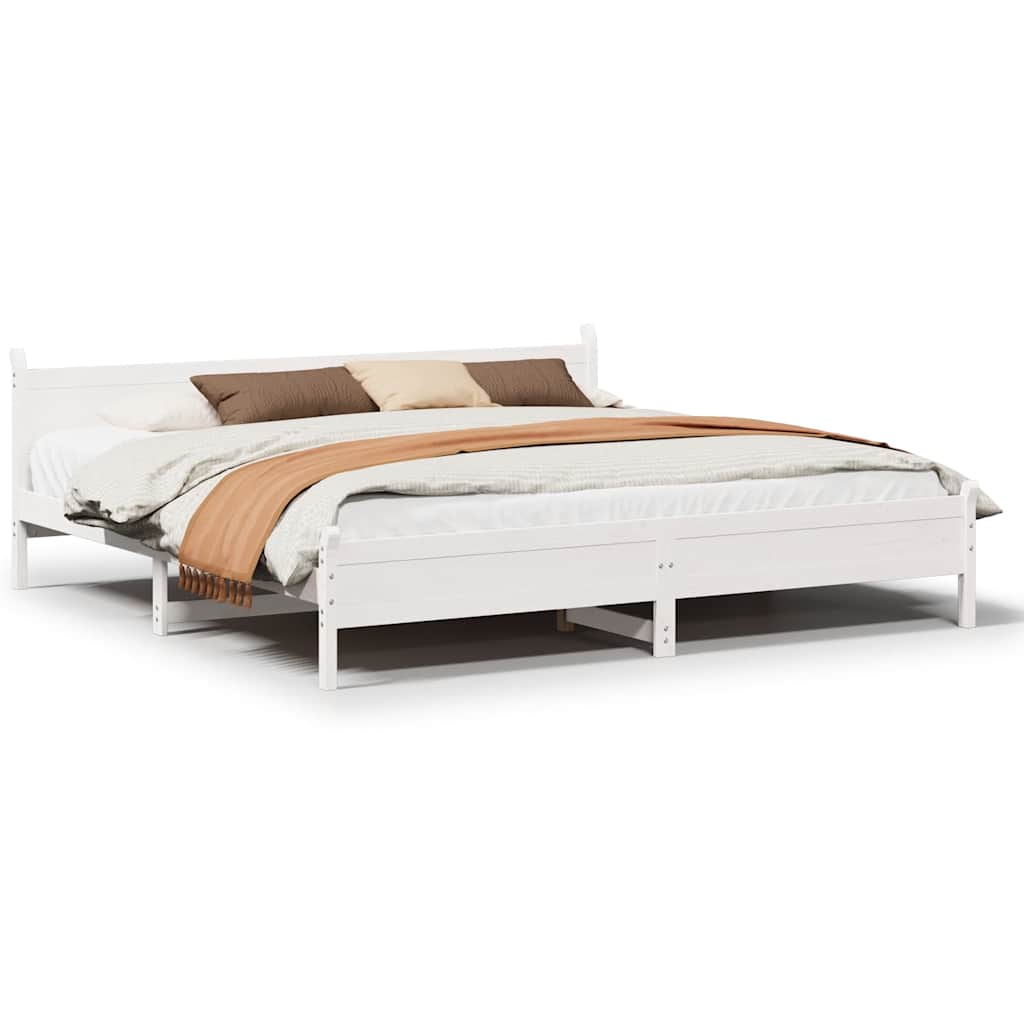 Giroletto senza Materasso Bianco 200x200 cm Legno Massello Pino | homemem39