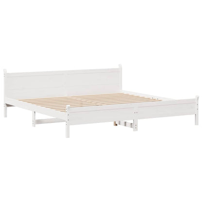 Giroletto senza Materasso Bianco 200x200 cm Legno Massello Pino | homemem39