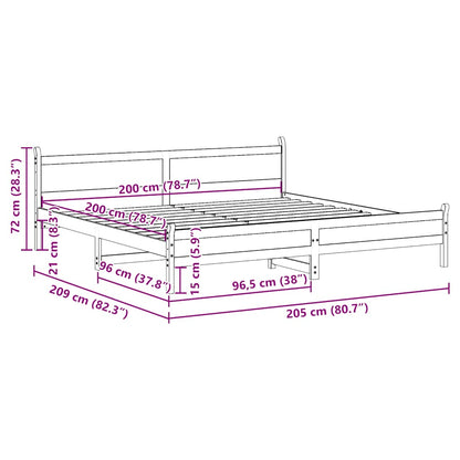 Giroletto senza Materasso Bianco 200x200 cm Legno Massello Pino | homemem39