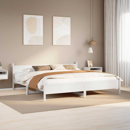 Giroletto senza Materasso Bianco 200x200 cm Legno Massello Pino | homemem39