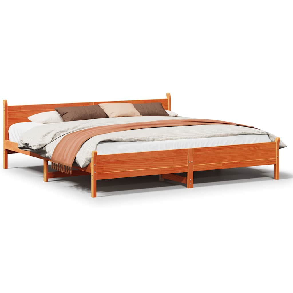 Letto senza Materasso Marrone Cera 200x200 cm in Legno di Pino - homemem39