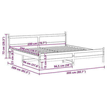 Letto senza Materasso Marrone Cera 200x200 cm in Legno di Pino - homemem39