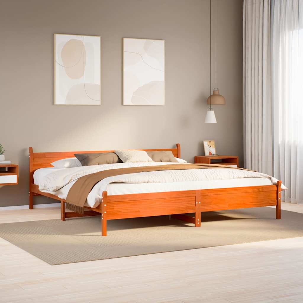 Letto senza Materasso Marrone Cera 200x200 cm in Legno di Pino - homemem39
