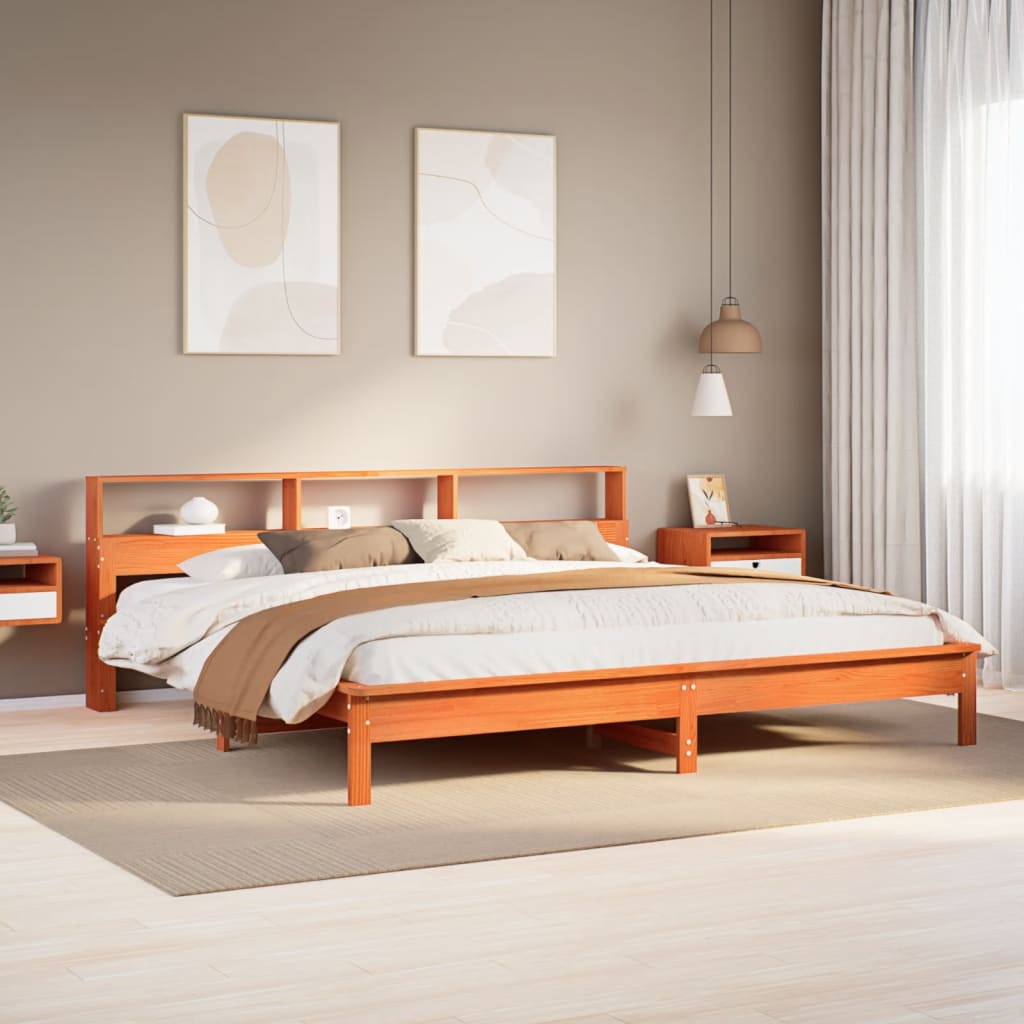 Letto senza Materasso Marrone Cera 200x200 cm in Legno di Pino