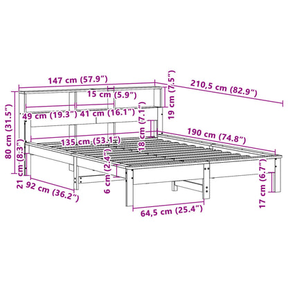 Letto senza Materasso Bianco 135x190 cm Legno Massello di Pino | homemem39