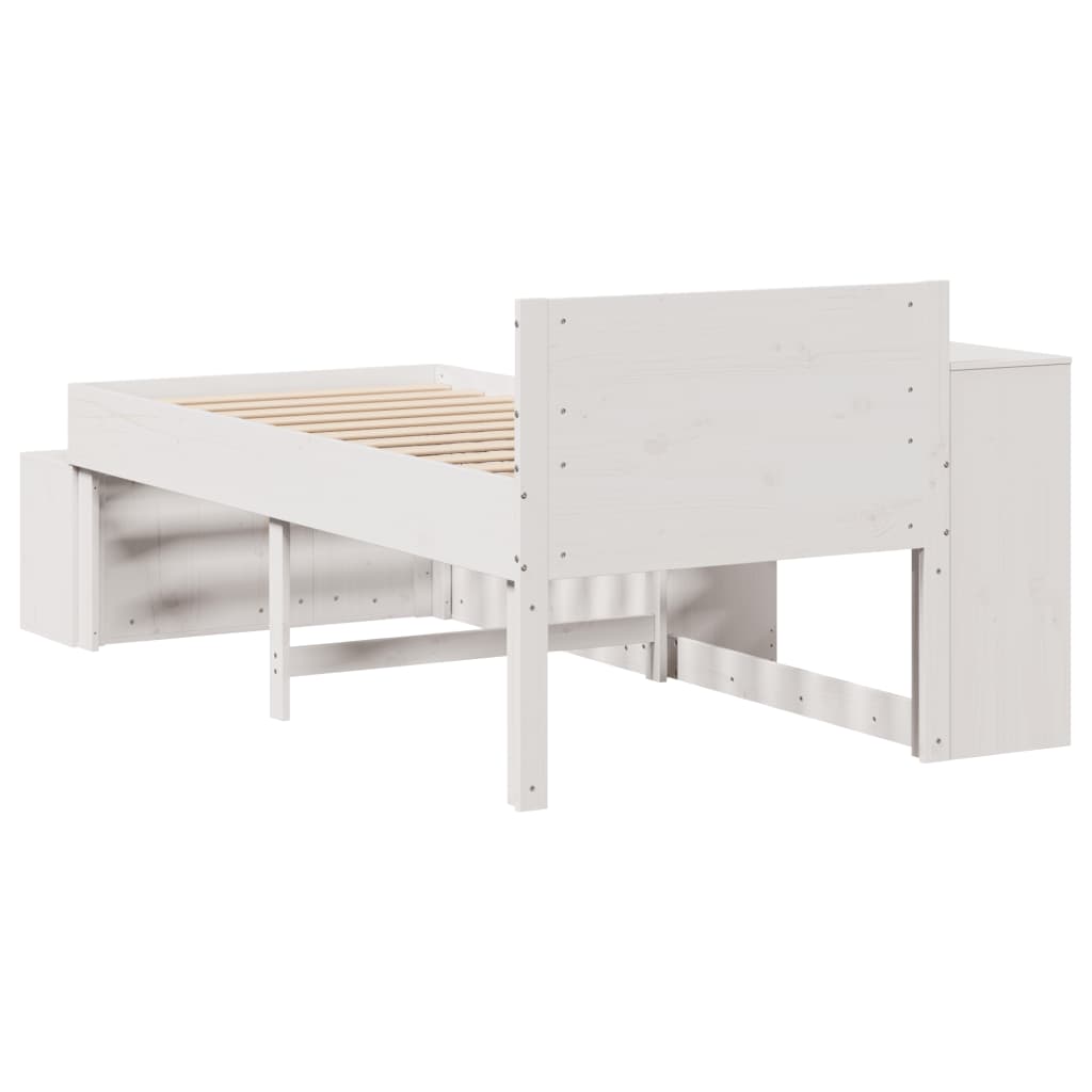 Letto senza Materasso Bianco 75x190 in Legno Massello di Pino