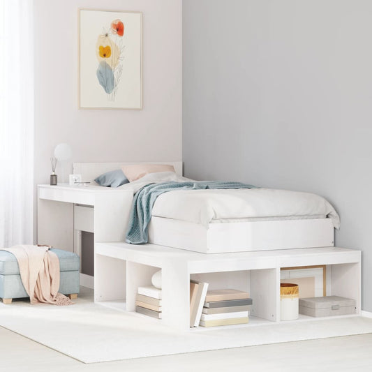 Letto senza Materasso Bianco 75x190 in Legno Massello di Pino | homemem39