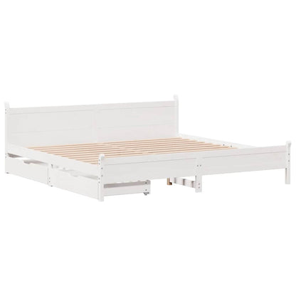 Giroletto senza Materasso Bianco 200x200 cm Legno Massello Pino | homemem39