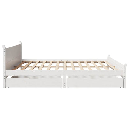 Giroletto senza Materasso Bianco 200x200 cm Legno Massello Pino