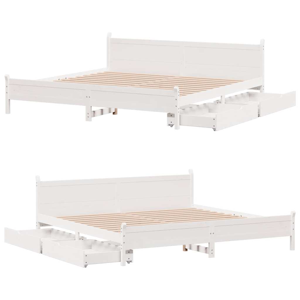 Giroletto senza Materasso Bianco 200x200 cm Legno Massello Pino | homemem39