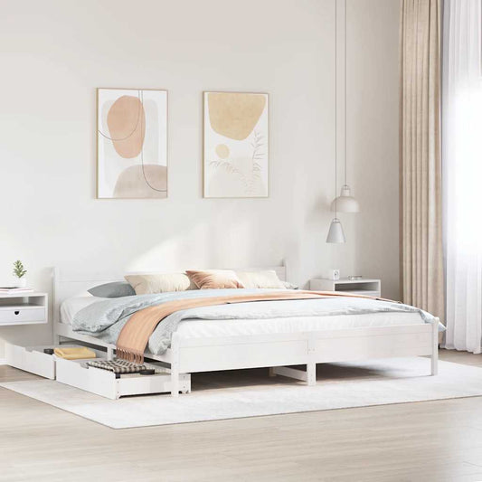 Giroletto senza Materasso Bianco 200x200 cm Legno Massello Pino - homemem39