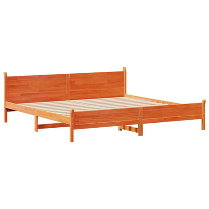 Letto senza Materasso Marrone Cera 200x200 cm in Legno di Pino