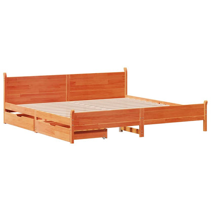 Letto senza Materasso Marrone Cera 180x200 cm in Legno di Pino