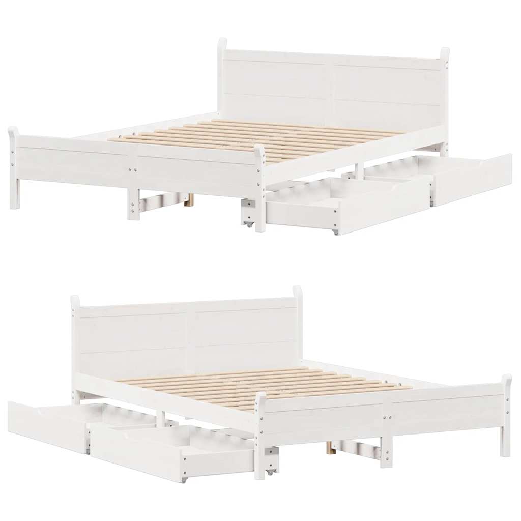 Letto senza Materasso Bianco 140x200 cm Legno Massello di Pino - homemem39