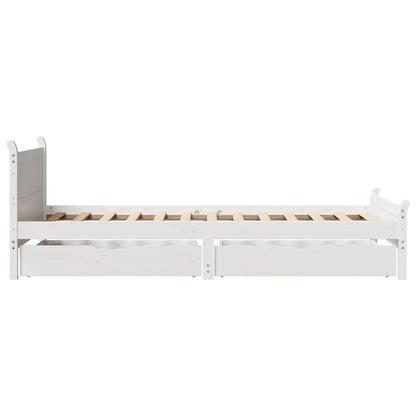 Letto senza Materasso Bianco 90x200 cm Legno Massello di Pino