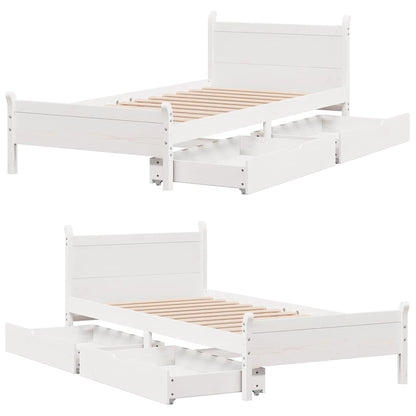 Letto senza Materasso Bianco 90x200 cm Legno Massello di Pino