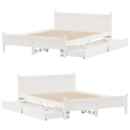 Letto senza Materasso Bianco 140x190 cm Legno Massello di Pino - homemem39