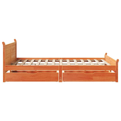 Letto senza Materasso Marrone Cera 140x190 cm in Legno di Pino | homemem39