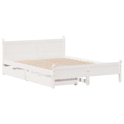 Letto senza Materasso Bianco 135x190 cm Legno Massello di Pino | homemem39