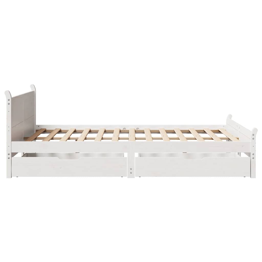 Letto senza Materasso Bianco 135x190 cm Legno Massello di Pino | homemem39