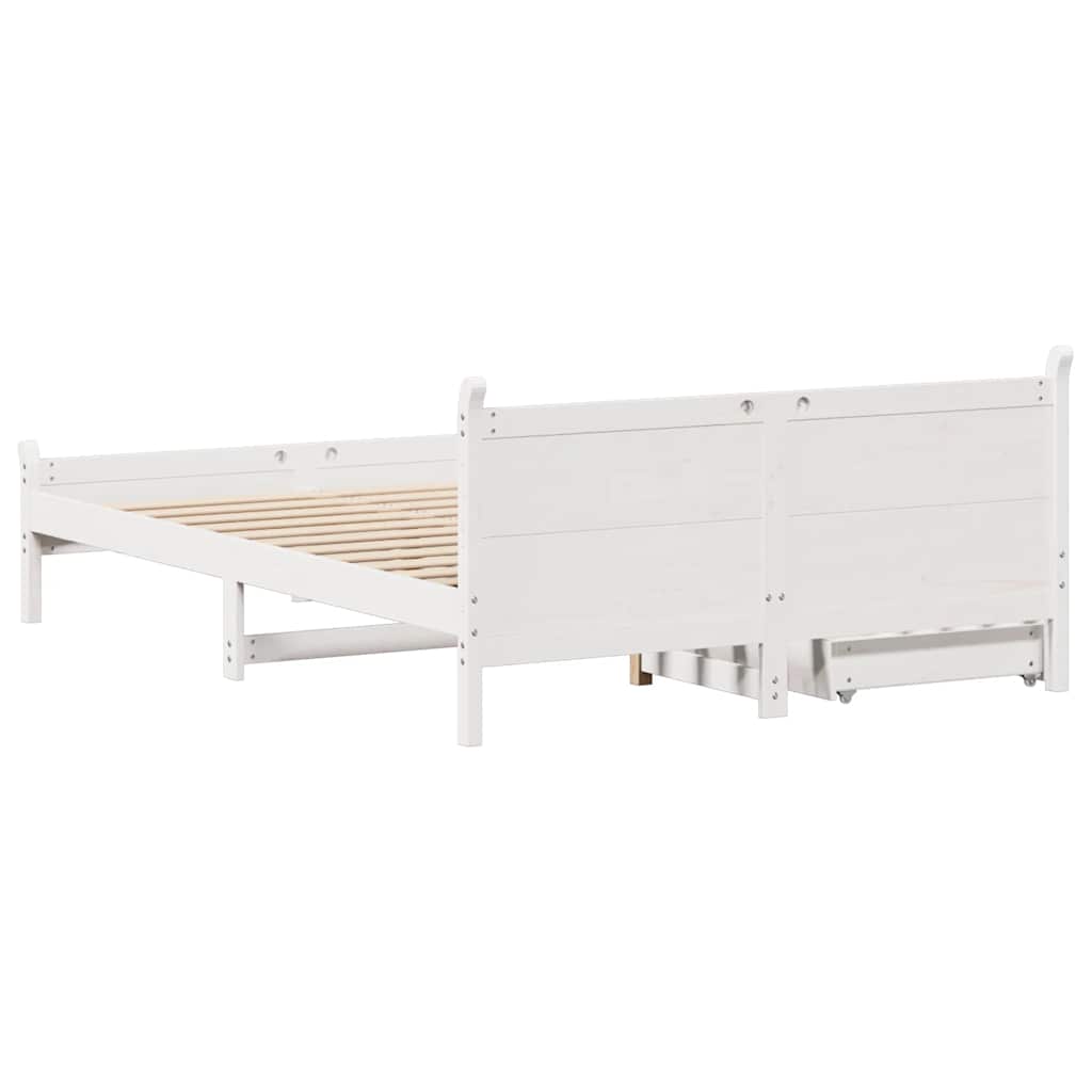Letto senza Materasso Bianco 135x190 cm Legno Massello di Pino | homemem39