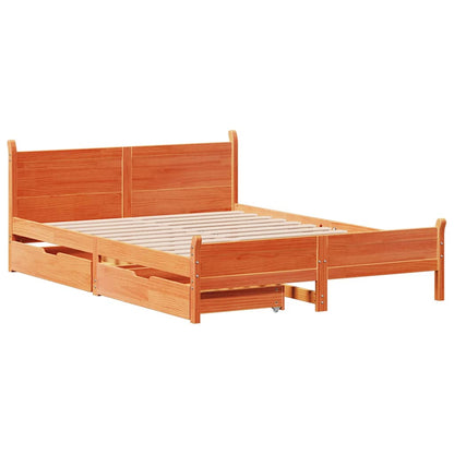 Letto senza Materasso Marrone Cera 135x190 cm in Legno di Pino | homemem39
