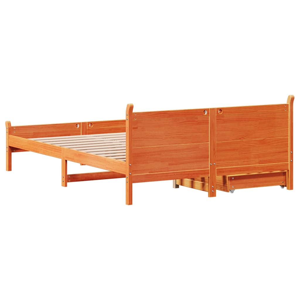 Letto senza Materasso Marrone Cera 135x190 cm in Legno di Pino