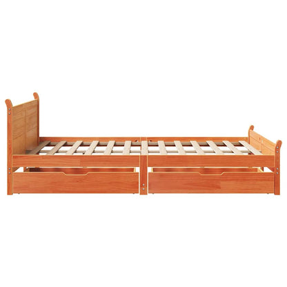 Letto senza Materasso Marrone Cera 135x190 cm in Legno di Pino | homemem39