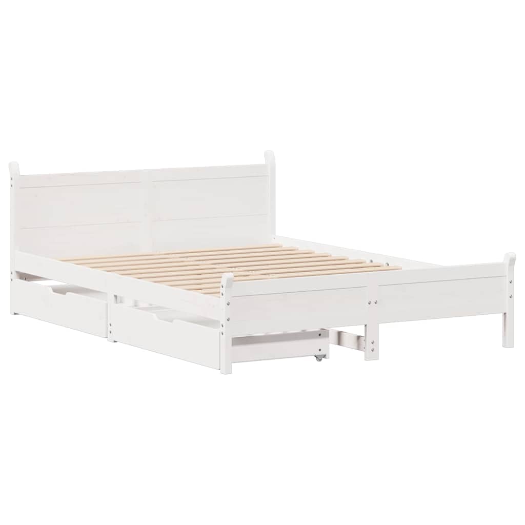 Letto senza Materasso Bianco 120x190 cm Legno Massello di Pino - homemem39